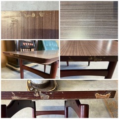 ☆難あり☆ 修繕出来る方どうぞ！テーブル　ローテーブル　昭和レトロ　90cm×45cm 中古品の画像