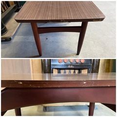 ☆難あり☆ 修繕出来る方どうぞ！テーブル　ローテーブル　昭和レトロ　90cm×45cm 中古品の画像