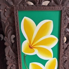 木枠のプルメリアの絵③の画像