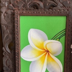 木枠のプルメリアの絵③の画像