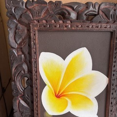 木枠のプルメリアの絵④の画像