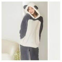 ペアルックにおすすめ◎【GU】マシュマロフィールフーディセット パンダ耳付き(S/XXLサイズ)の画像