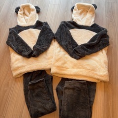 ペアルックにおすすめ◎【GU】マシュマロフィールフーディセット パンダ耳付き(S/XXLサイズ)の画像