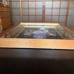 アンティーク 貴石画 宝石アート 額縁入り 花瓶と花 アメジスト 琥珀 翡翠の画像