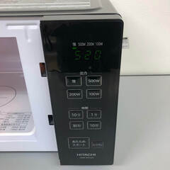 ss8177　日立 電子レンジ HMR-MF22A(K) ブラック 22L ヘルツフリー HITACHI 単機能レンジ 黒 横開き フラット庫内 レンジ出力4段階 シンプル 単身者向け 一人暮らし 電子レンジ 中古の画像