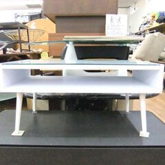 ガラステーブル 幅80×奥45×高38 ホワイト 白 机 テーブル ガラス シンプル 札幌市厚別区 厚別店の画像