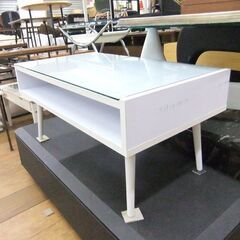 ガラステーブル 幅80×奥45×高38 ホワイト 白 机 テーブル ガラス シンプル 札幌市厚別区 厚別店の画像
