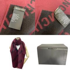 バレンシアガ BALENCIAGA マフラー ロゴ入り スカーフ 685514 420B8 レッドの画像
