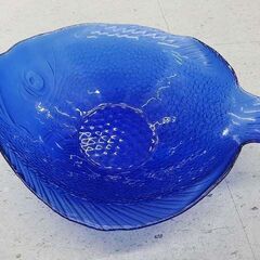 【恵庭】☆中古品☆アルコロック 魚 フィッシュ ブルーガラス レトロ ボウル PayPay支払いOK！の画像