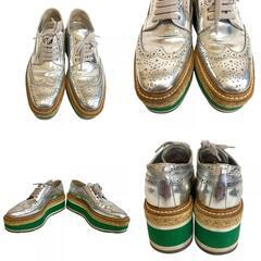 プラダ PRADA 23 その他靴 エスパドリーユ ウイングチップ 1E206D シルバーの画像