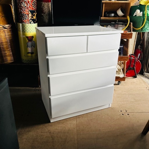 【在庫2→1点】COLEO CHEST 604 コレオチェスト 60-4 ホワイト 5段チェスト White Chest Storage Drawer Cabinet タンス 収納家具 ハイグロス 光沢仕上げ 幅60cm 奥行42cm 省スペース 収納力 大容量　