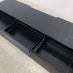 シギヤマ ローボード リベロ 幅180 ハーフミラーガラス ブラック コンセント リビング インテリア テレビ台 中古家具 店頭引取歓迎 R10251の画像