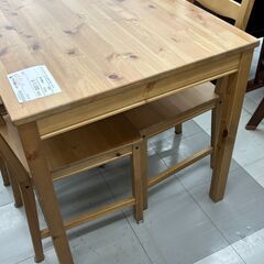 ★リユースのサカイ千葉中央店★  ダイニングテーブルセット ブラウン H74×D74×W118 クリーニング済み TC5733の画像