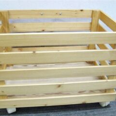 木製　収納ボックス　ハンドル　キャスター付き　ウッドボックス　野菜ストッカー　すのこ　木製コンテナ　694ZSの画像