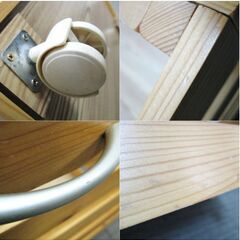 木製　収納ボックス　ハンドル　キャスター付き　ウッドボックス　野菜ストッカー　すのこ　木製コンテナ　694ZSの画像