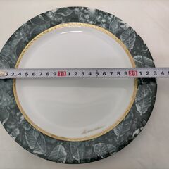 Kaiser カイザー プレート 6枚セット 大皿1枚 中皿5枚 ゴールド縁 グリーンリーフ柄 洋食器 食器セット 来客用 ギフト 箱あり　251211-4Tの画像