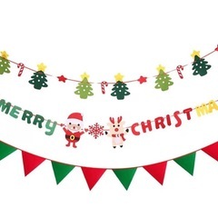 新品❤️ クリスマスガーランド フェルト製 サンタ トナカイの画像
