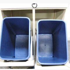 キッチン　キャビネット　サイドボード　タイルはめこみ天板　ペールボックス付き　フレンチカントリー　アンティーク　695ZSの画像