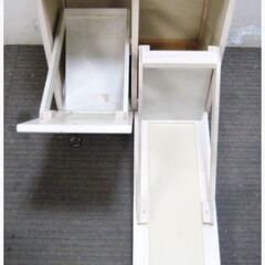 キッチン　キャビネット　サイドボード　タイルはめこみ天板　ペールボックス付き　フレンチカントリー　アンティーク　695ZSの画像