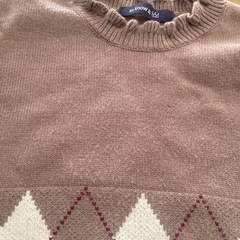 as know as ダイヤモンド柄セーター フリル　モカ系 茶色女子 140の画像