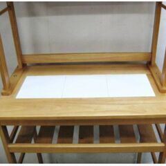 木製　キッチンラック　タイル天板　収納棚　キッチンカウンター　木製　キッチン収納　インテリア　699ZSの画像