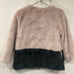 branshes ファーコート 140cm ピンク/ブラック キッズ女子 冬用の画像