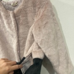 branshes ファーコート 140cm ピンク/ブラック キッズ女子 冬用の画像