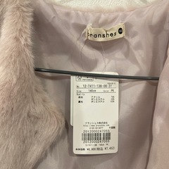 branshes ファーコート 140cm ピンク/ブラック キッズ女子 冬用の画像