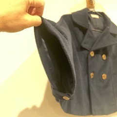 ハリスツイード ネイビーコート ポンチョ 紺色 ゴールドボタン キッズ120㎝の画像