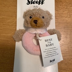 シュタイフ　ベビーラトル（くま&うさぎ）、くまキーホルダーセットの画像