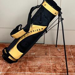 【美品】ハーフスタンドキャディバッグ（フード付き）　スタンドタイプ　つるやゴルフ ワンサイダー  [イエロー] 口枠6.5型 重量1.6kg TSURUYA GOLF ONESIDERの画像