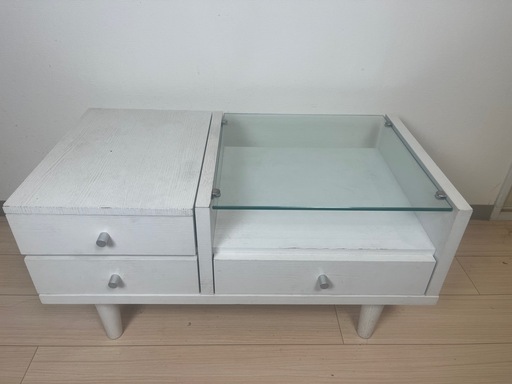 白×ガラス】ドレッサーテーブル