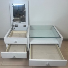 【白×ガラス】ドレッサーテーブルの画像