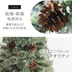 未使用/新品　クリスマスツリー150cm ポット付き おしゃれ ツリー リアル ヌードツリー スリム 松ぼっくり付 　アウトレットの画像