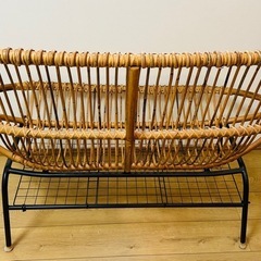 ラタン アイアン　ラブチェアの画像