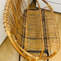 ラタン アイアン　ラブチェアの画像