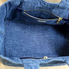 角スレ破れ無し【PRADA】プラダ カナパ トートバッグ デニムキャンパス インディゴブルー 三角プレートの画像