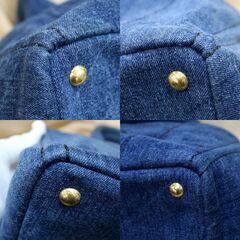 角スレ破れ無し【PRADA】プラダ カナパ トートバッグ デニムキャンパス インディゴブルー 三角プレートの画像