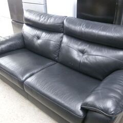 2.5人掛けソファ① 幅186cm 革製 ブラック 背もたれ取り外し可能 2Pソファ 黒 ソファ ☆ 札幌市 北区 屯田 の画像