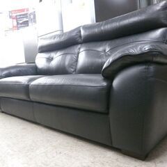2.5人掛けソファ① 幅186cm 革製 ブラック 背もたれ取り外し可能 2Pソファ 黒 ソファ ☆ 札幌市 北区 屯田 の画像