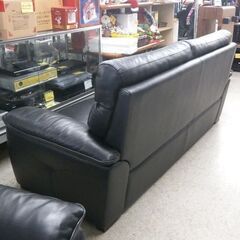 2.5人掛けソファ① 幅186cm 革製 ブラック 背もたれ取り外し可能 2Pソファ 黒 ソファ ☆ 札幌市 北区 屯田 の画像