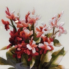 刺繍 刺繍絵画　花　飾物　名産　コレクションの画像