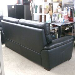 2.5人掛けソファ② 幅186cm 革製 ブラック 背もたれ取り外し可能 2Pソファ 黒 ソファ ☆ 札幌市 北区 屯田 の画像