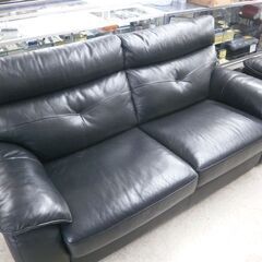 2.5人掛けソファ② 幅186cm 革製 ブラック 背もたれ取り外し可能 2Pソファ 黒 ソファ ☆ 札幌市 北区 屯田 の画像