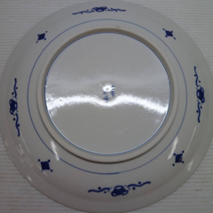 ★▲九谷焼 正峰 染付 皿 丸皿 大皿 盛皿 飾皿 絵皿 直径約31.5cm 和食器 石川県 伝統工芸 懐石道具 共箱 lの画像