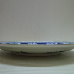 ★▲九谷焼 正峰 染付 皿 丸皿 大皿 盛皿 飾皿 絵皿 直径約31.5cm 和食器 石川県 伝統工芸 懐石道具 共箱 lの画像