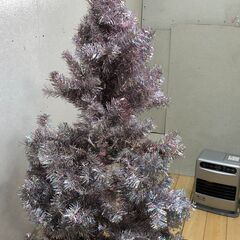 クリスマスツリー 160cm ラメ スパンコール風 シルバー ピンクスタンド ボリューム ツリー 組立式 クリスマス　【糸島市内 送料無料】251211-6の画像