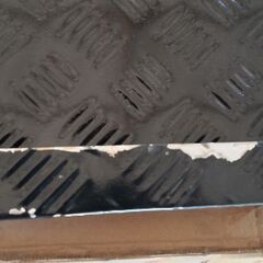 ダイハツ ハイゼットトラック ジャンボ S510P あおりカバー インナー 3点セット シマ 縞模様 メタルブラック 黒 ステンレス製 中古の画像