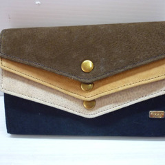 ☆▲RICCINI Mmo　スエード　3段財布　本革製　財布　長財布　茶色　iの画像