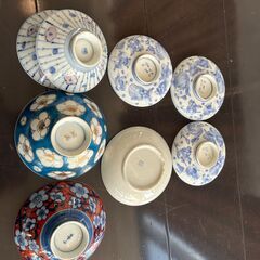 染付 焼物/ 蓋付き茶碗 小皿 色々まとめて29点 /レトロ / 古美術 / 骨董の画像